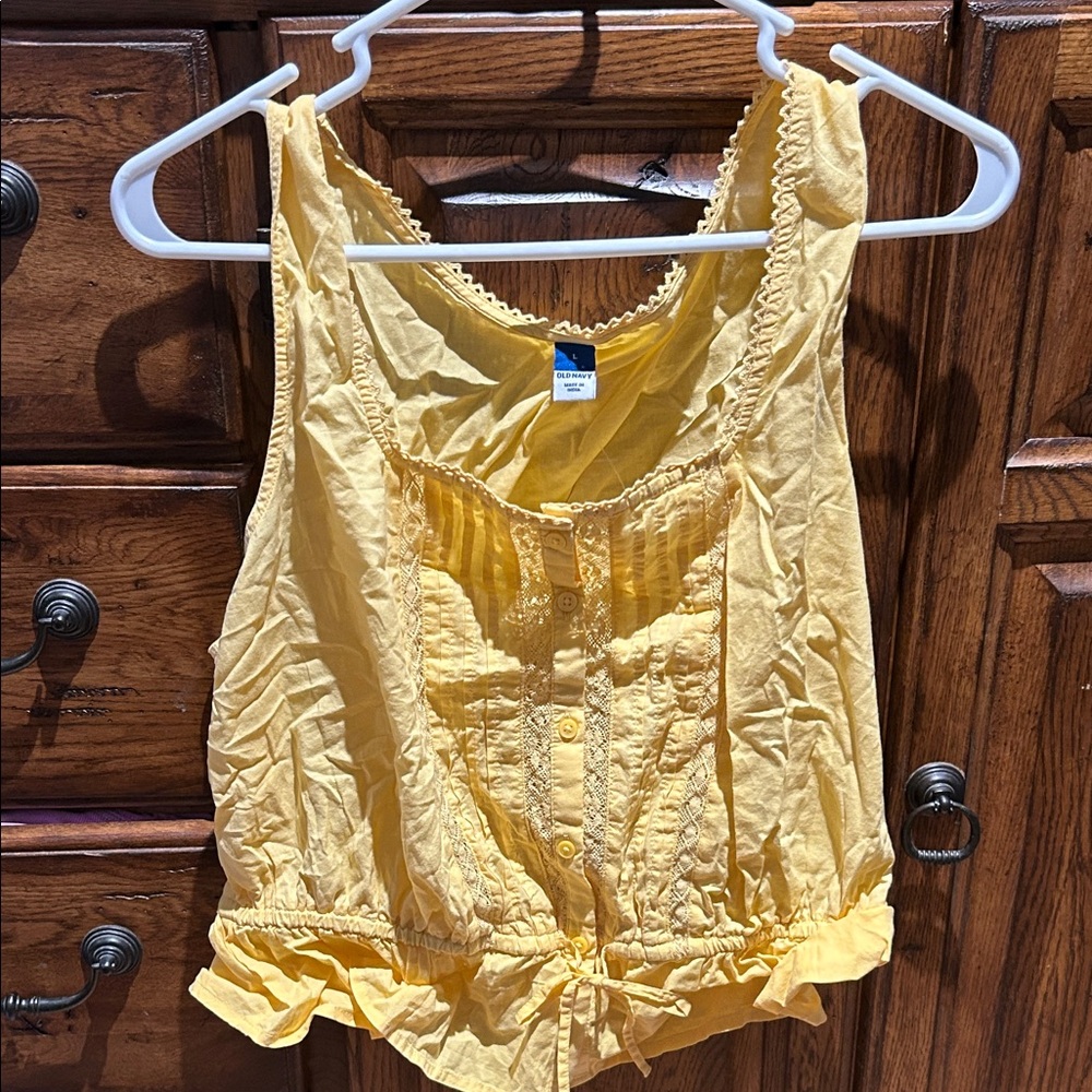 Old Navy Tie Waist Lace-Trim Top